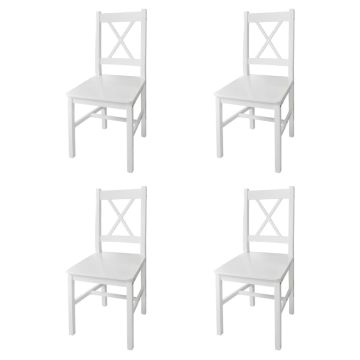 vidaXL Valgomojo kėdės, 4 vnt., baltos, pušies mediena