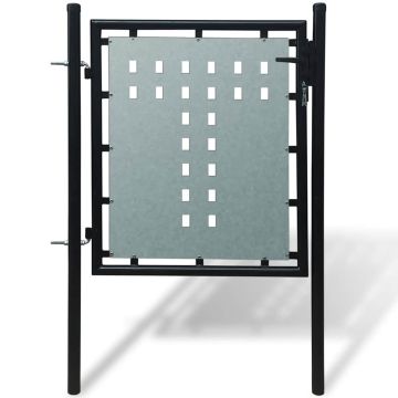 vidaXL Juodi vienvėriai tvoros vartai, 100x75 cm