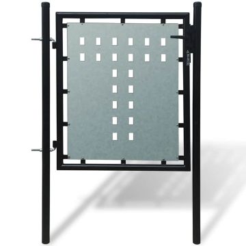 vidaXL Juodi vienvėriai tvoros vartai, 100x100 cm