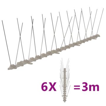 vidaXL Smaigų rinkinys nuo paukščių ir balandžių, 6 vnt., 2 eilės, 3m