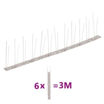 vidaXL Smaigų rinkinys nuo paukščių ir balandžių, 6 vnt., 2 eilės, 3m