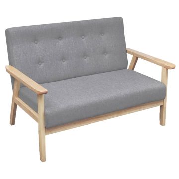 vidaXL Dvivietė sofa, šviesiai pilkos spalvos, audinys