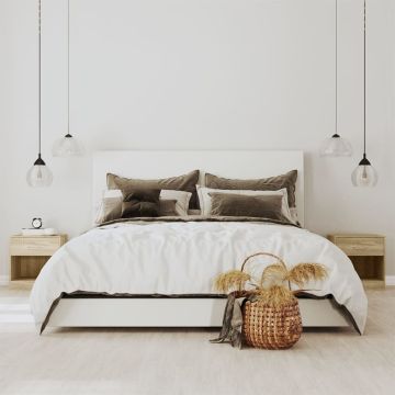 vidaXL Naktiniai staliukai, 2 vnt., su stalčiu, ąžuolo spalvos