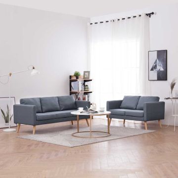 vidaXL Sofų komplektas, 2-vietė ir 3-vietė, audinys, tamsiai pilkas