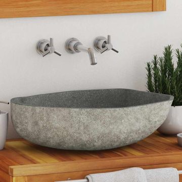 vidaXL Praustuvas, (45-53)x(34-41)cm, upės akmuo, ovalo formos