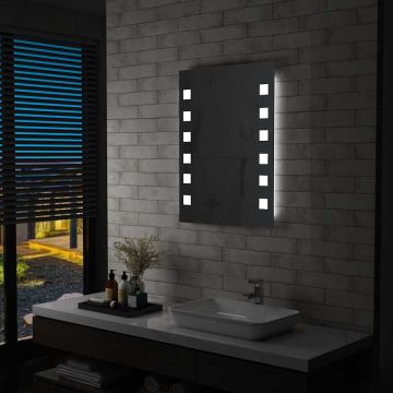 vidaXL Sieninis vonios kambario veidrodis su LED, 60x80cm
