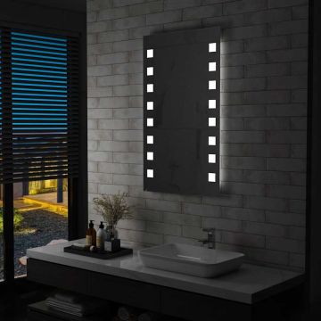 vidaXL Sieninis vonios kambario veidrodis su LED, 60x100cm