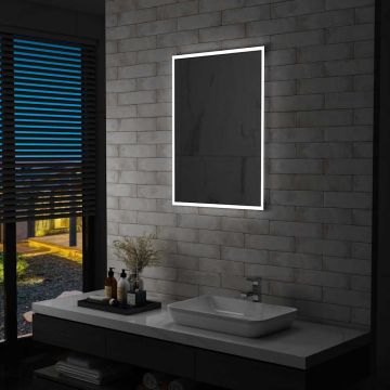 vidaXL Sieninis vonios kambario veidrodis su LED, 60x80cm