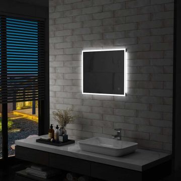 vidaXL Sieninis vonios kambario veidrodis su LED ir jutikliu, 60x50cm