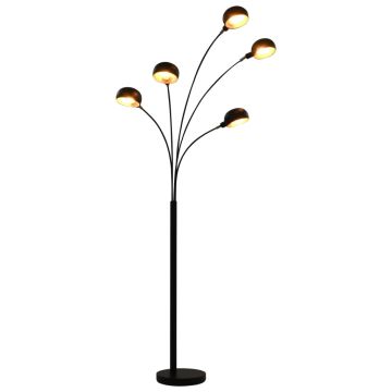 vidaXL Toršeras, juodos ir auksinės spalvos, 200cm, 5xE14 lemputės