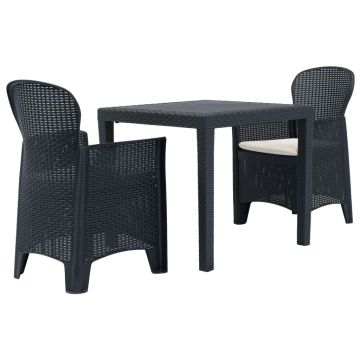 vidaXL Bistro baldų komplektas, 3d., antrac. sp., ratano imitacija