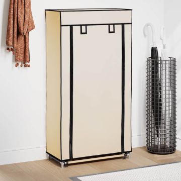 vidaXL Spintelė batams su apdangalu, kreminės sp., 58x28x106cm, aud.
