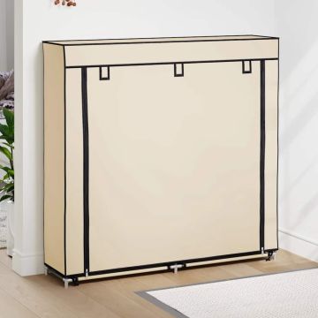 vidaXL Spintelė batams su apdangalu, kreminės sp., 115x28x110cm, aud.