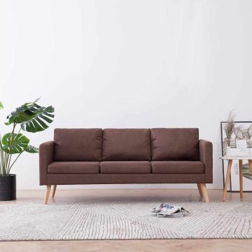 vidaXL Trivietė sofa, ruda, audinys