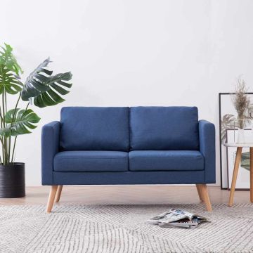 vidaXL Dvivietė sofa, mėlyna, audinys