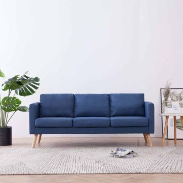 vidaXL Trivietė sofa, mėlyna, audinys