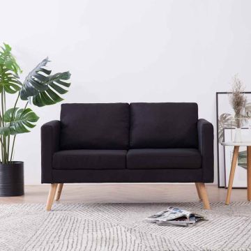 vidaXL Dvivietė sofa, juoda, audinys
