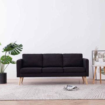 vidaXL Trivietė sofa, juoda, audinys