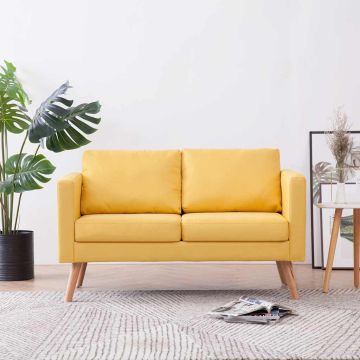 vidaXL Dvivietė sofa, geltona, audinys