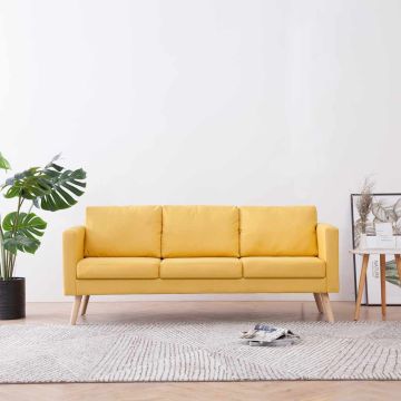 vidaXL Trivietė sofa, geltona, audinys