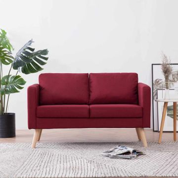 vidaXL Dvivietė sofa, vyno raudonos spalvos, audinys