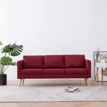 vidaXL Trivietė sofa, vyno raudonos spalvos, audinys