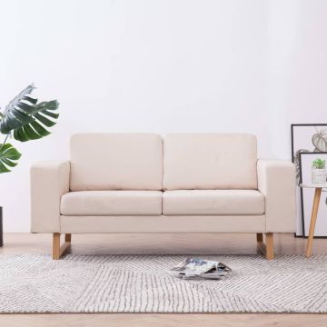 vidaXL Dvivietė sofa, kreminės spalvos, audinys