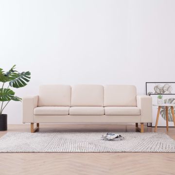 vidaXL Trivietė sofa, kreminės spalvos, audinys