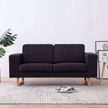 vidaXL Dvivietė sofa, juoda, audinys