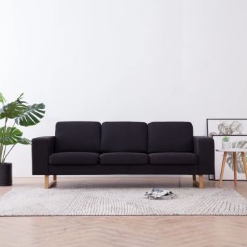 vidaXL Trivietė sofa, juoda, audinys