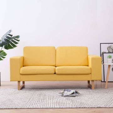 vidaXL Dvivietė sofa, geltona, audinys