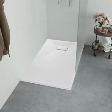 vidaXL Dušo padėklas, baltos spalvos, 90x80 cm, lieto lakšto junginys