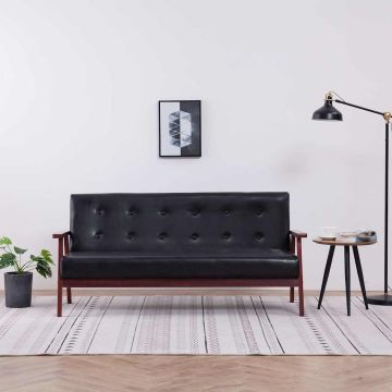 vidaXL Trivietė sofa, juodos spalvos, dirbtinė oda