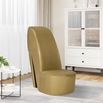 vidaXL Aukštakulnio formos kėdė, auksinės spalvos, dirbtinė oda