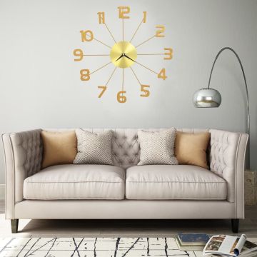 vidaXL Sieninis laikrodis, auksinės spalvos, 50 cm, metalas