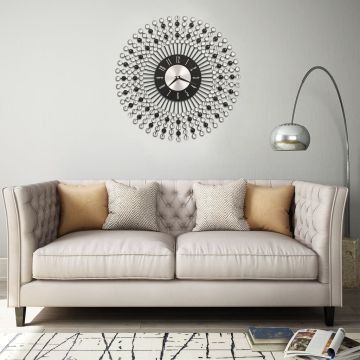 vidaXL Sieninis laikrodis, juodos spalvos, 43 cm, metalas
