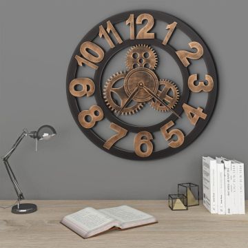 vidaXL Sieninis laikrodis, auksinės ir juodos spalvos, 58 cm, metalas