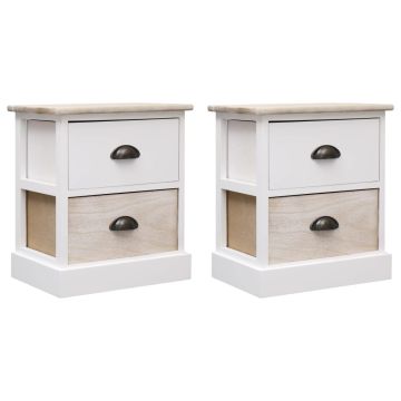 vidaXL Nakt. stal., 2vnt., balt. ir natūr. sp., 38x28x45cm, paul. med.