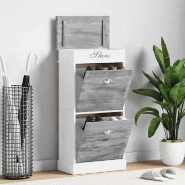 vidaXL Spintelė batams, pilka, 50x28x98cm, paulovnijos mediena