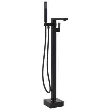 vidaXL Pastatomas vonios maišytuvas, juodas, 90cm, plienas