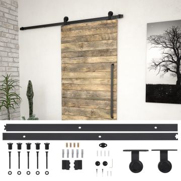 vidaXL Stumdomų durų įrangos rinkinys SKIEN, juodas, 183cm plienas