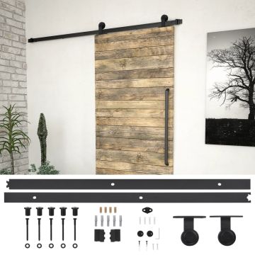 vidaXL Stumdomų durų įrangos rinkinys SKIEN, juodas, 200cm plienas