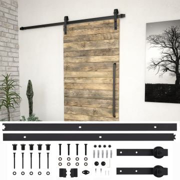 vidaXL Stumdomų durų įrangos rinkinys SKIEN, juodas, 200cm plienas