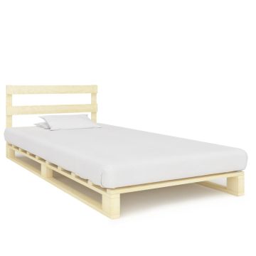 vidaXL Lovos rėmas iš palečių, 90x200 cm, pušies medienos masyvas