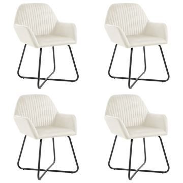 vidaXL Valgomojo kėdės, 4vnt., kreminės spalvos, aksomas