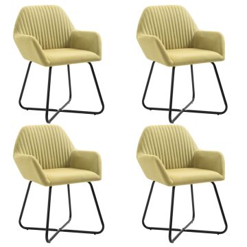 vidaXL Valgomojo kėdės, 4vnt., žalios, audinys