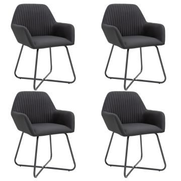 vidaXL Valgomojo kėdės, 4vnt., juodos spalvos, audinys