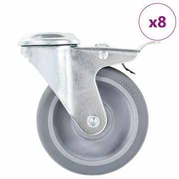 vidaXL Ratukai, 8vnt., 100mm, pasukami, varžtu tvirtinami