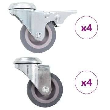vidaXL Ratukai, 8vnt., 50mm, pasukami, varžtu tvirtinami