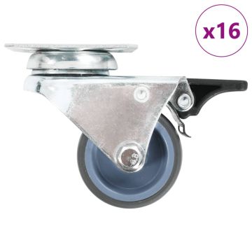 vidaXL Ratukai, 16vnt., sukami, dvigubi ratukai, 50mm